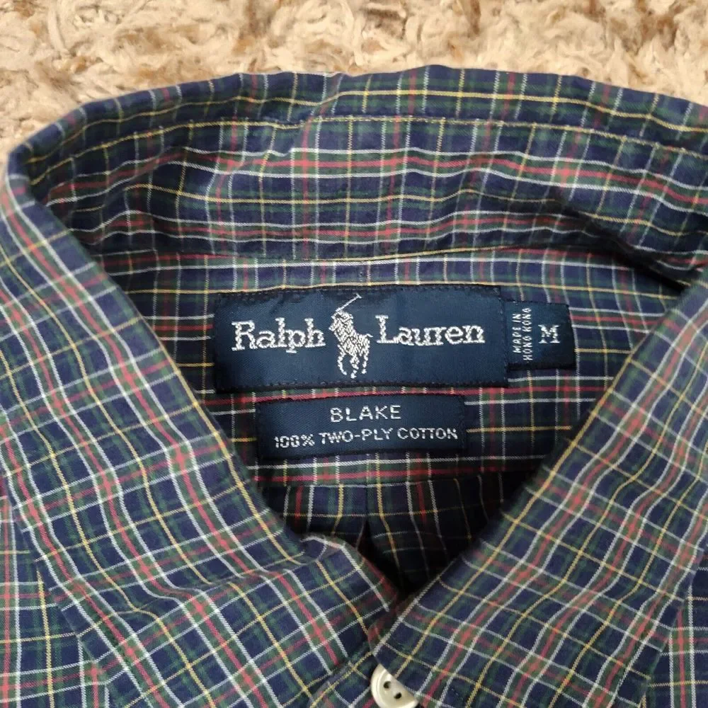 Ralph Lauren Men Size‎ M Blake Plaid Oxford Long Sleeve Button Up Shirt